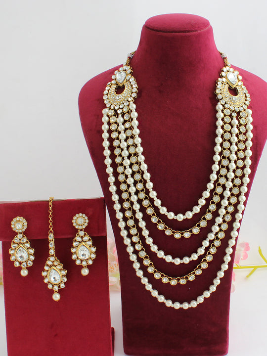 Minisha Layered Necklace Set-White
