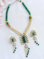Ishani Long Necklace Set-Green