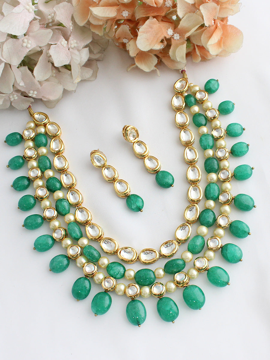 Shumaira Layered Necklace Set-Green