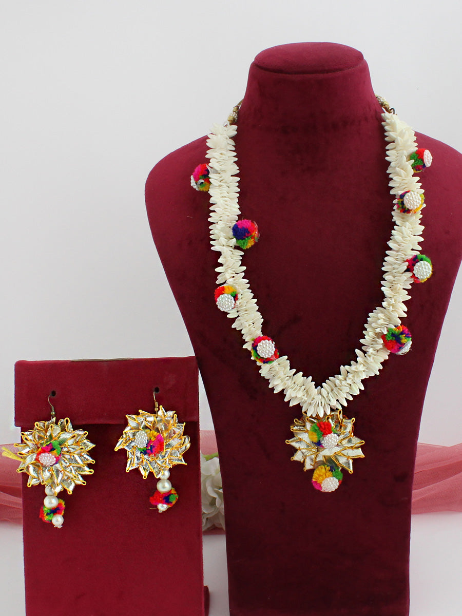 Gajra Floral Necklace Set-Multicolor
