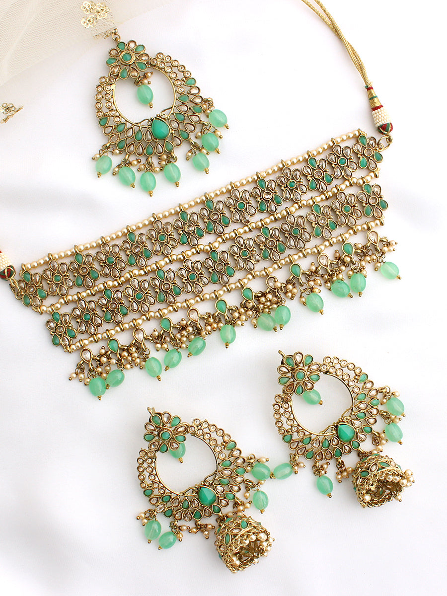 Saira Necklace Set-Mint Green