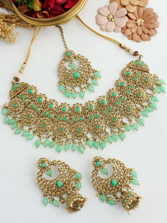 Nafisa Necklace Set-Mint Green