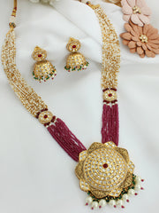 Sikar Long Necklace Set-Pink