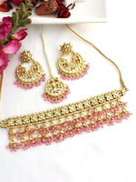 Shobhna Necklace Set-Pastel Pink