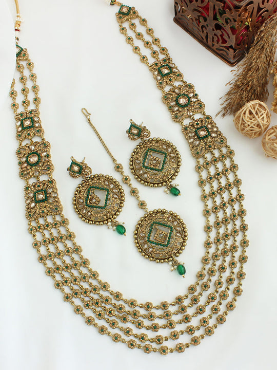 Sofina Long Necklace Set-Green