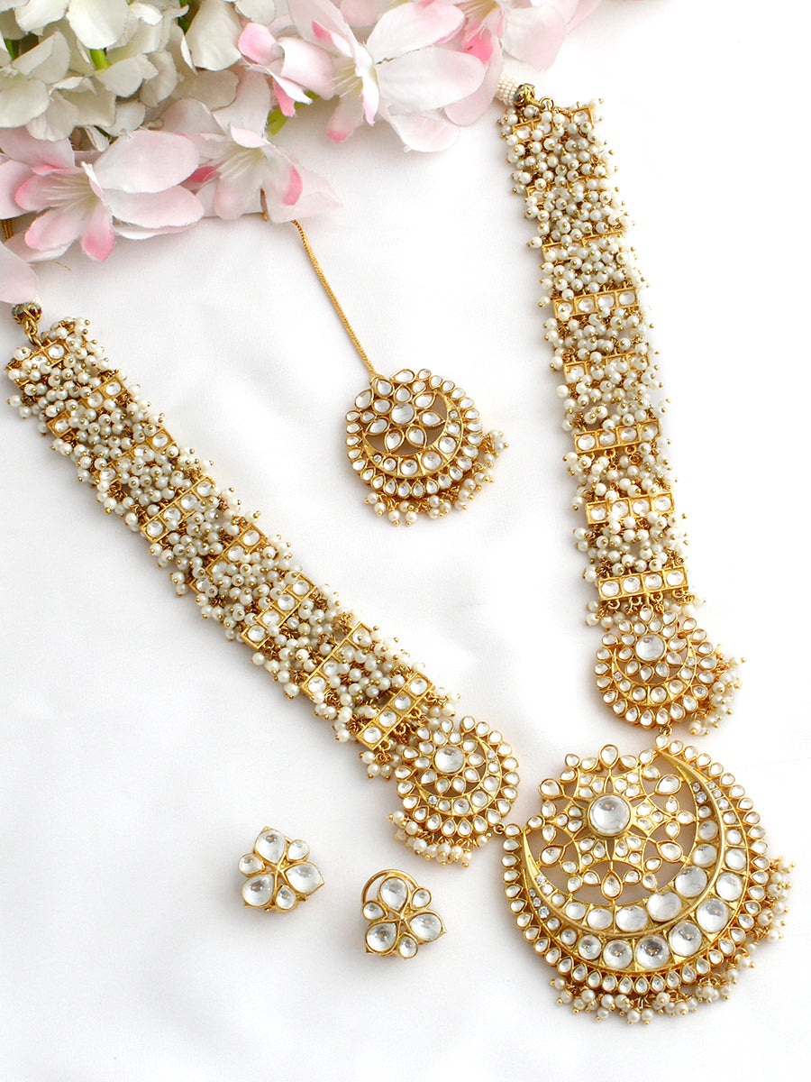Alwar Long Kundan Necklace Set