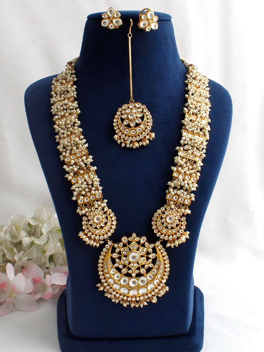 Alwar Long Kundan Necklace Set