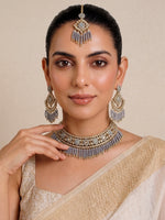 Maryam Bib Necklace Set-Grey