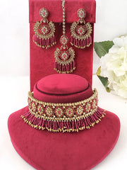 Maryam Choker Necklace Set-Ruby