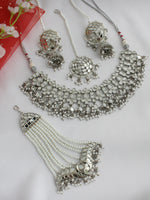 Nigaar Mirror Necklace Set-silver