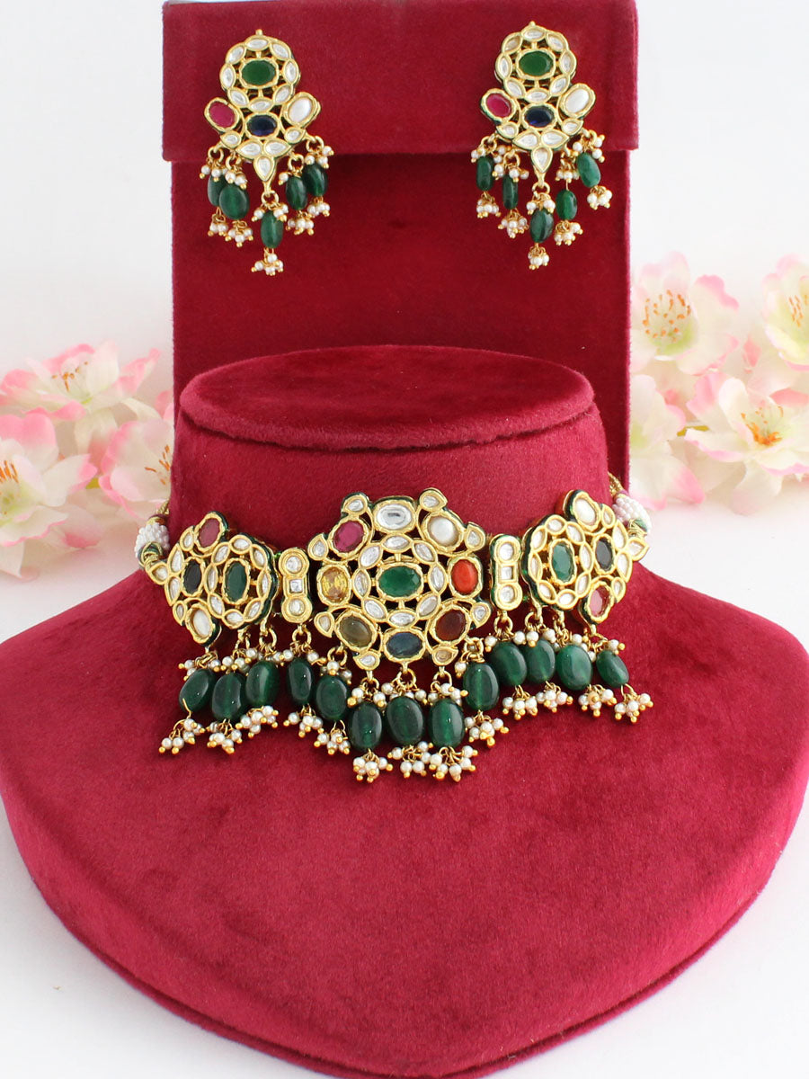 Rajasthan Choker Necklace Set-Multicolor