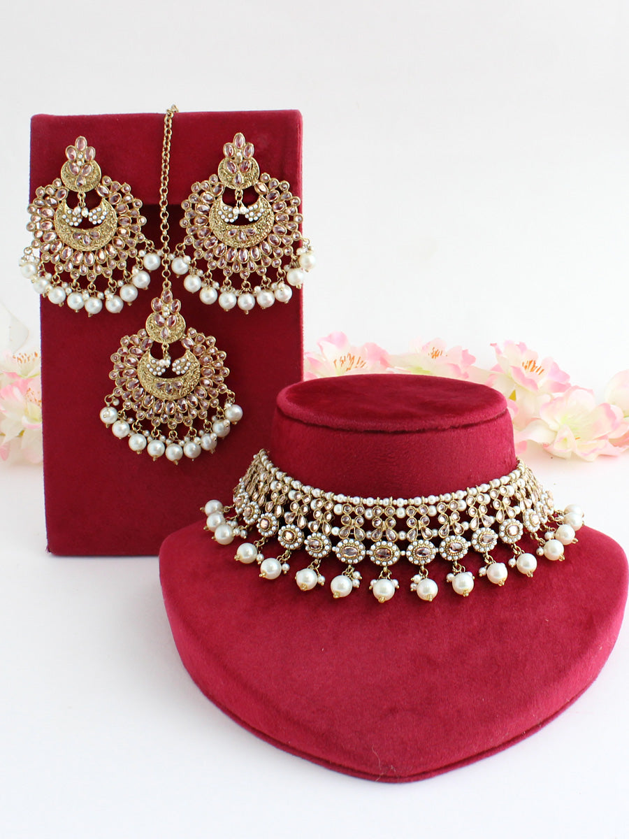 Tania Necklace Set-Pearl