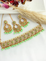 Veena Necklace Set-Mint Green