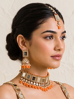 Kareena Necklace Set-Orange