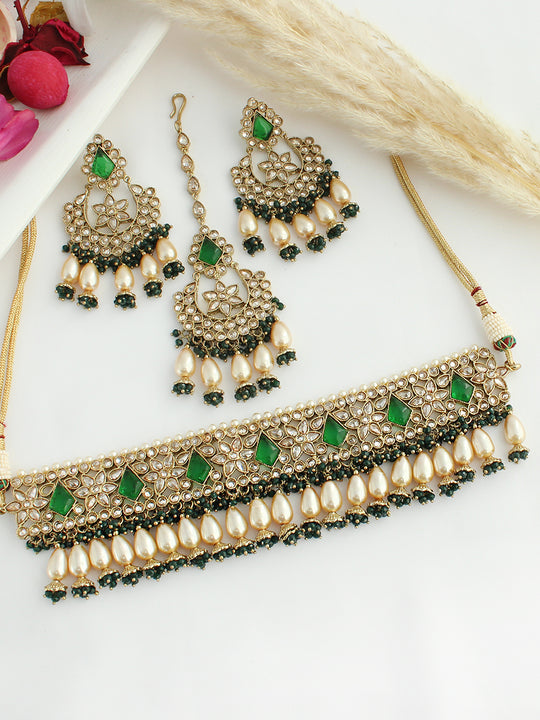 Ramya Necklace Set-Green