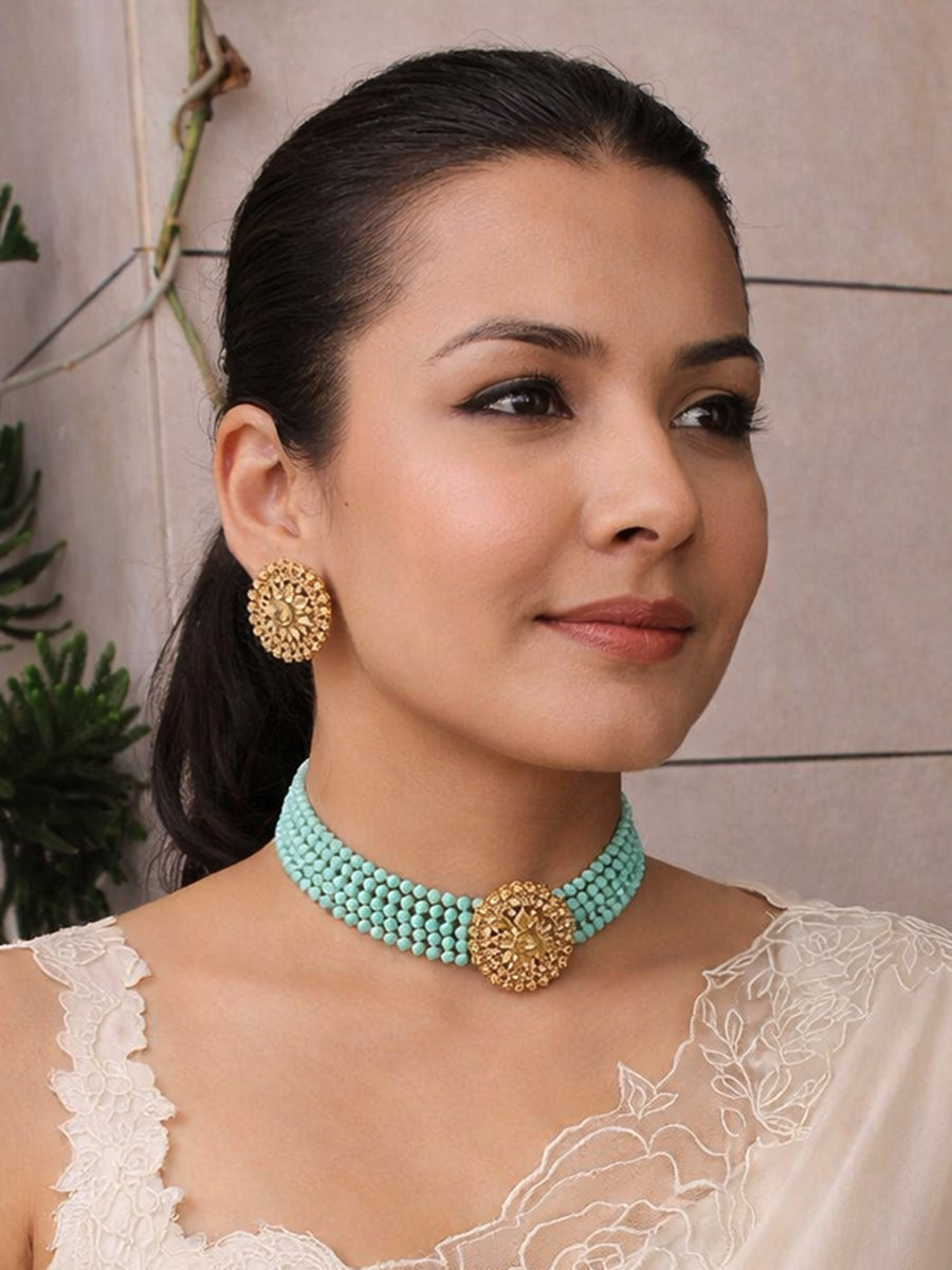 Kaynat Necklace Set-Mint Green