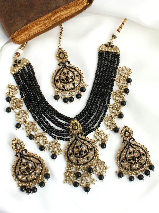 Zaira Necklace Set-Black