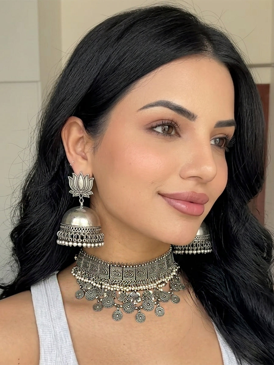 Shampa Necklace Set-Antique Silver