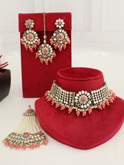 Kangana Necklace Set-(Golden)Pink