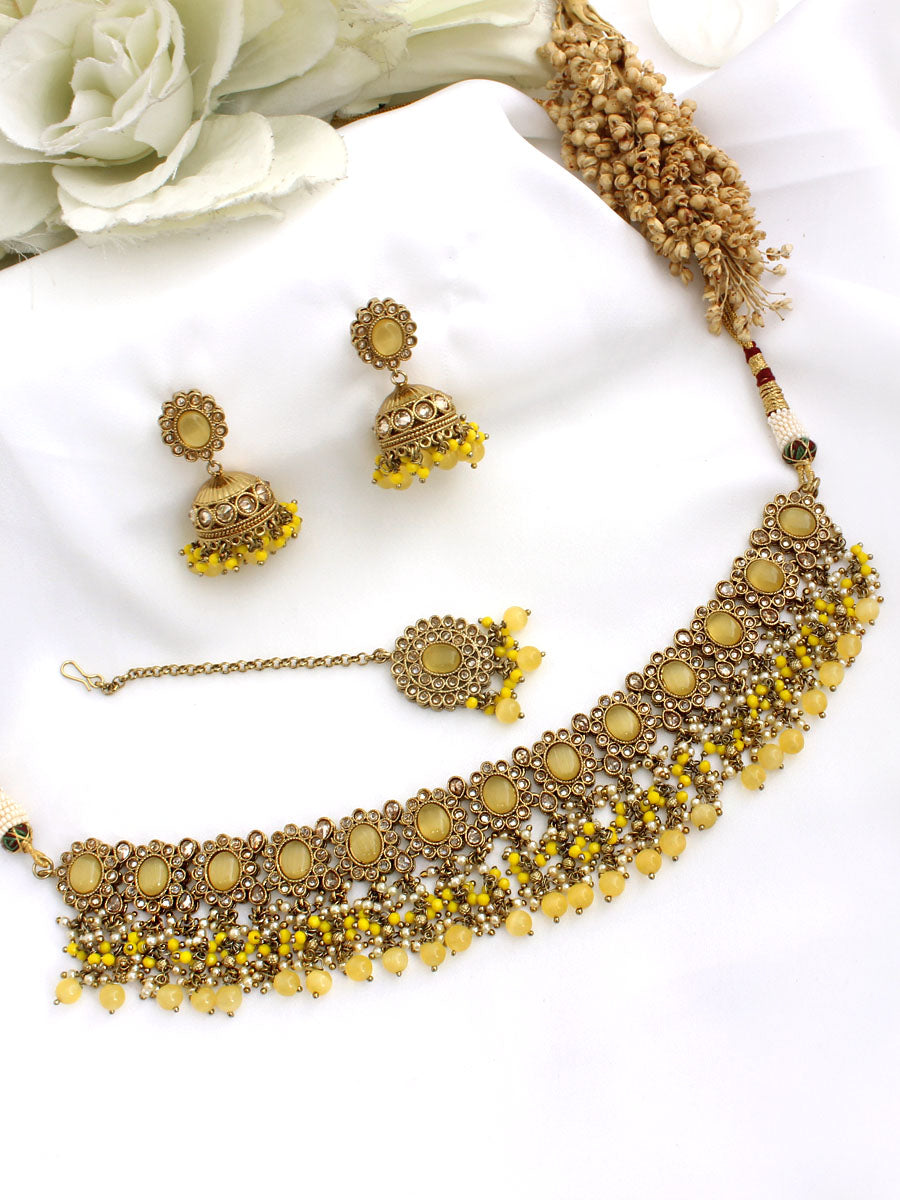 Sofina Choker Necklace Set-Yellow