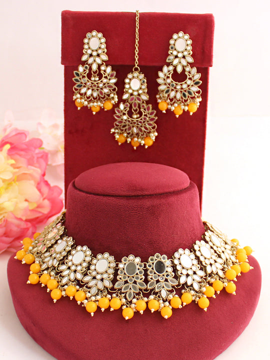 Ruchika Necklace Set-Yellow