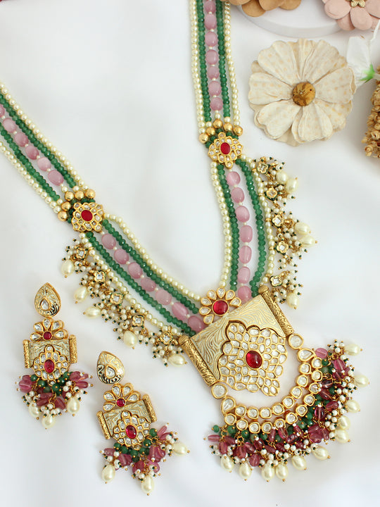 Divya Long Necklace Set-Ivory