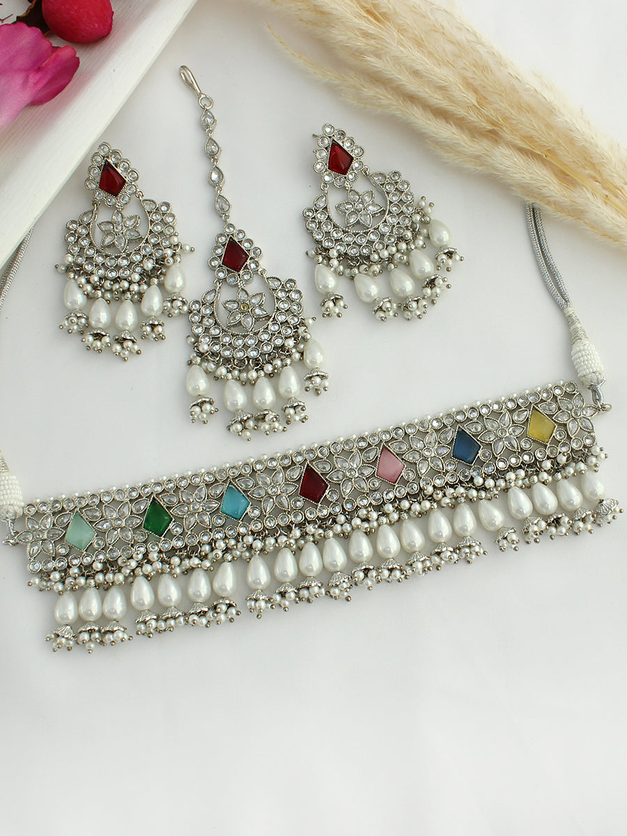 Ramya Necklace Set-Multi Color