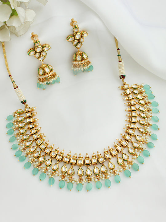 Ishanvi Necklace Set-Mint Green