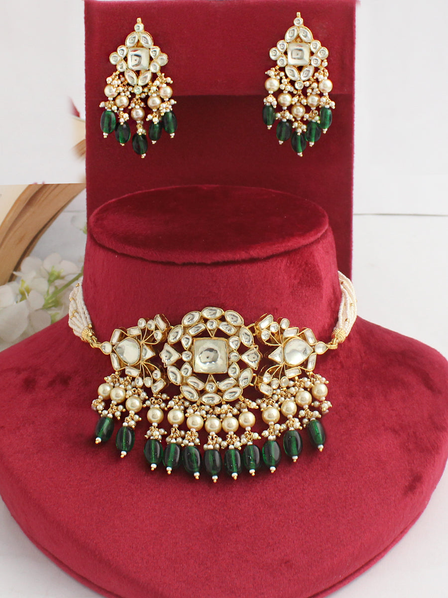 Raavi Necklace Set-Green