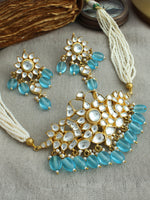 Shyla Choker Necklace Set-Turquoise