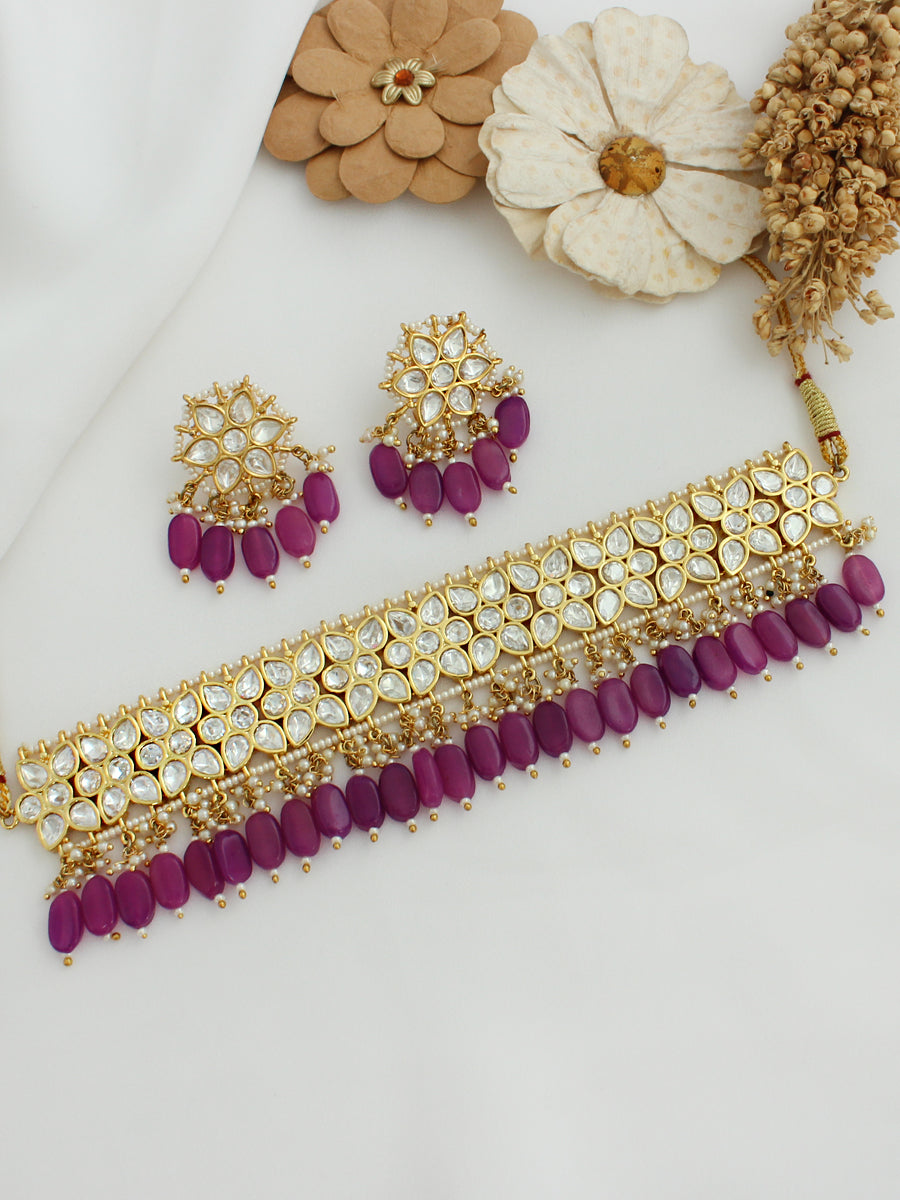 Divya Necklace Set-Purple