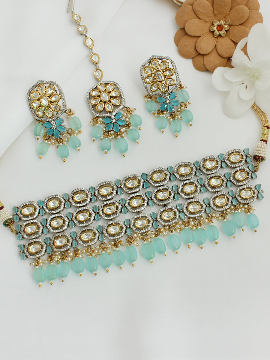 Natasha Necklace Set-Aqua