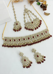 Nargis Necklace Set-maroon