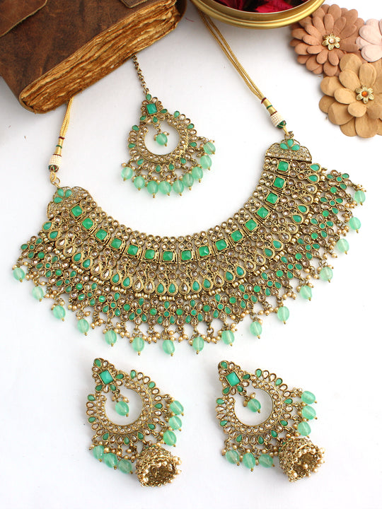 Chetna Necklace Set-Mint Green
