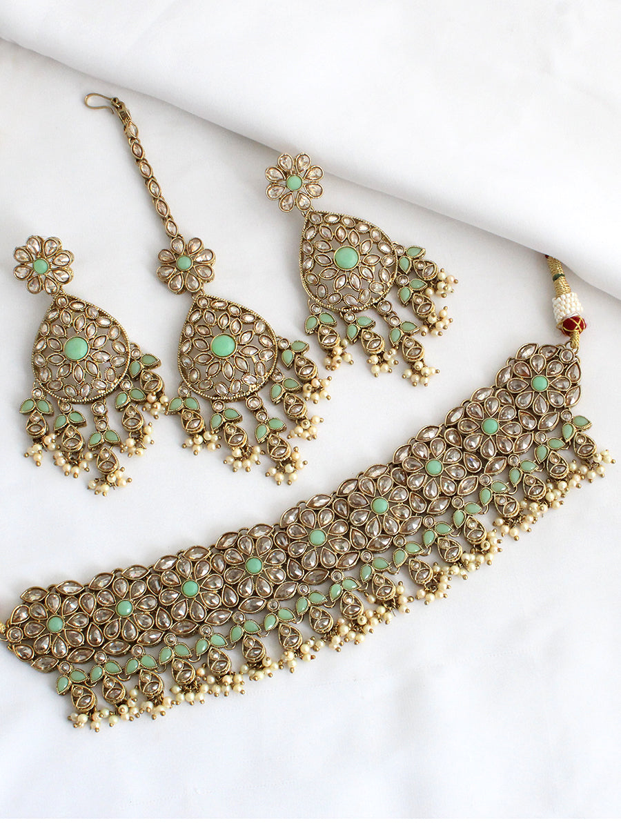 Sonali Necklace Set-Mint Green