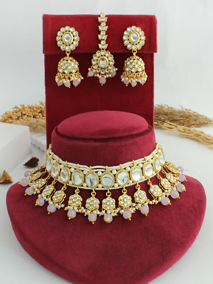 Madiha Kundan Choker Necklace Set