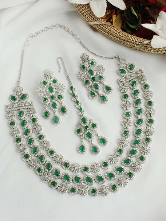 Shanaya Layered Necklace Set-Green