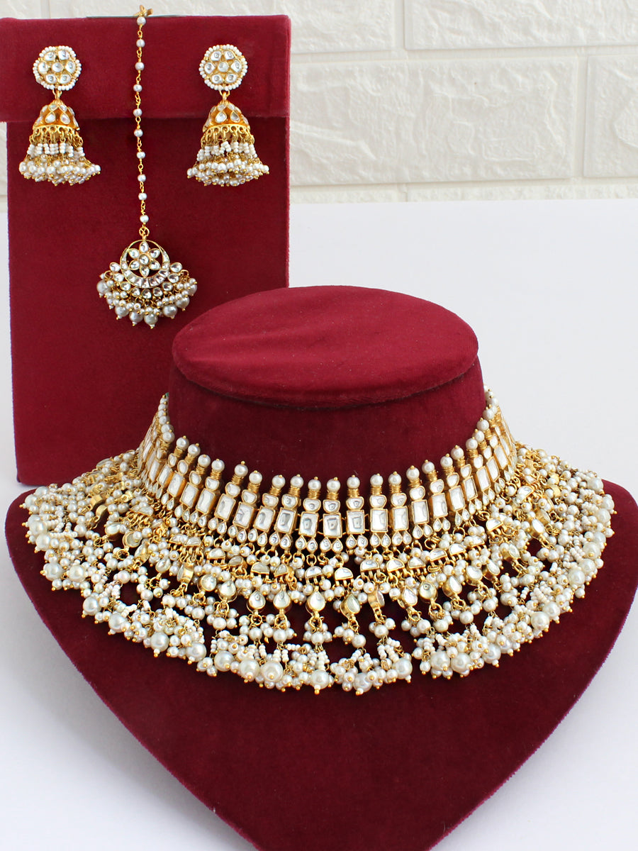 Meera Necklace Set-Pearl