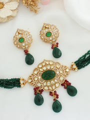 Smita choker Necklace Set-Green