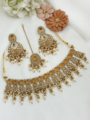 Rubina Choker Necklace Set-Gold