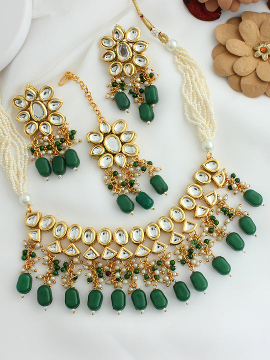 Aarushi Necklace Set -Green