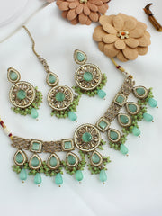 Mohina Choker Necklace Set-Mint Green