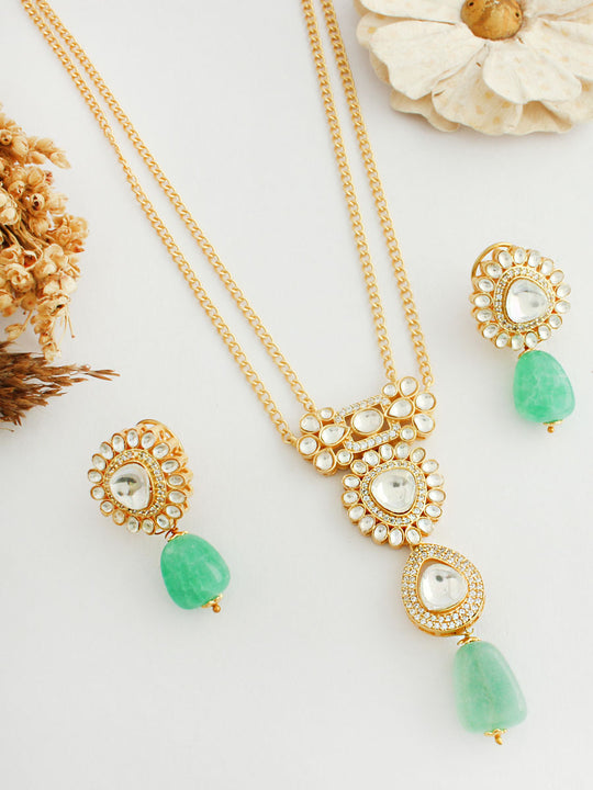 Mahi Long Necklace Set-Green