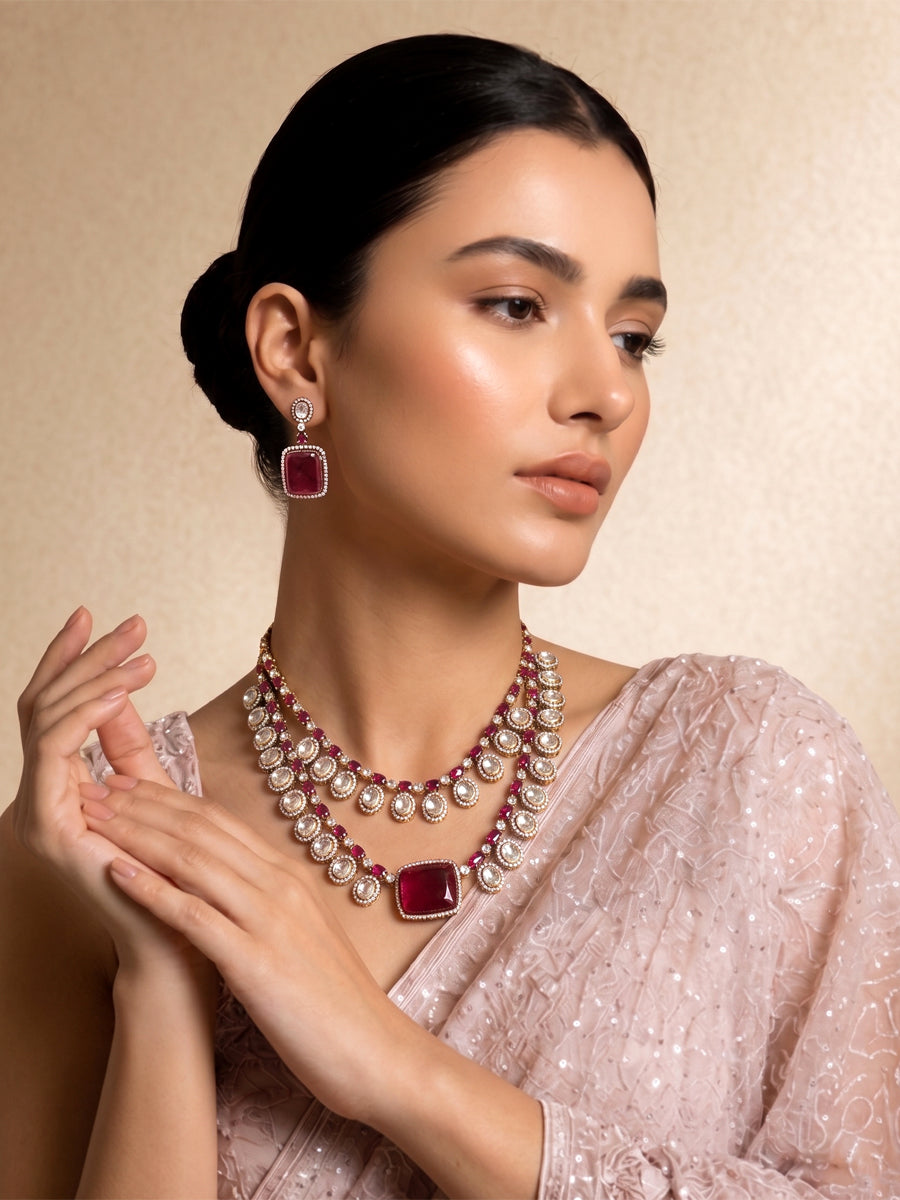 Rayna Necklace Set-Hot Pink