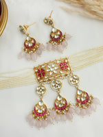 Siddhi Choker Necklace Set - Hot pink