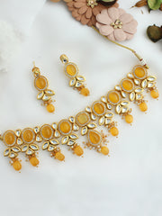 Ruhana Choker Necklace Set-Yellow