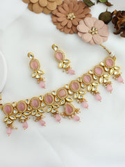 Ruhana Choker Necklace Set-Pastel Pink