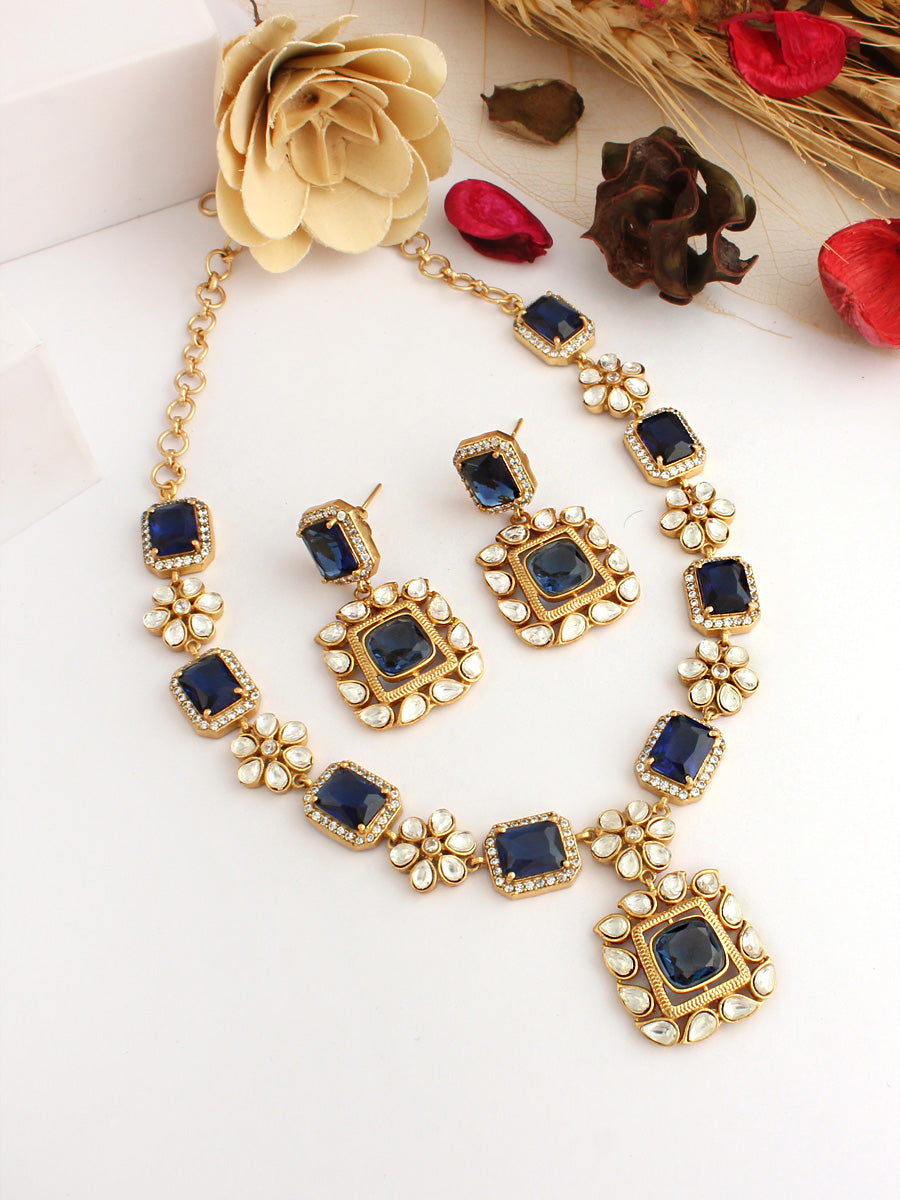 Amishi Necklace Set-Blue