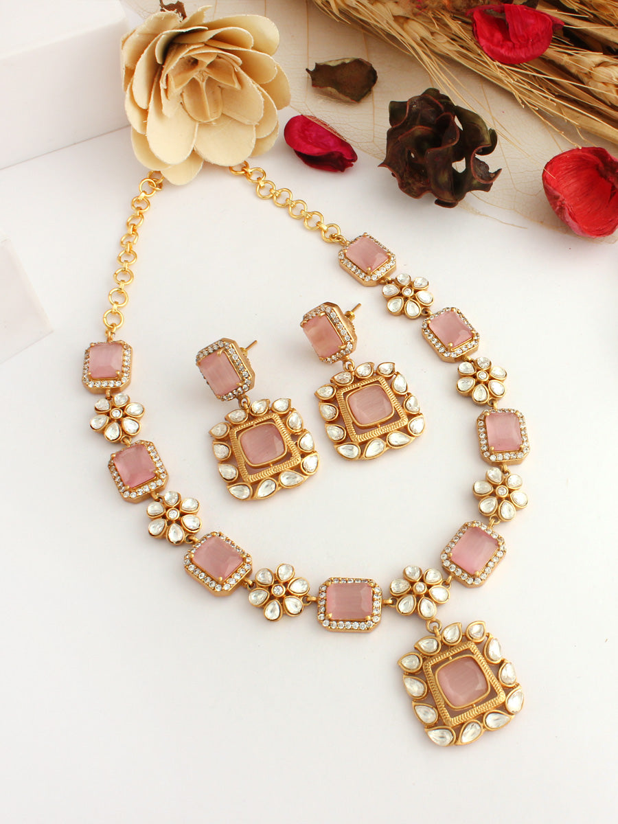 Amishi Necklace Set-Multicolor-Pastel Pink