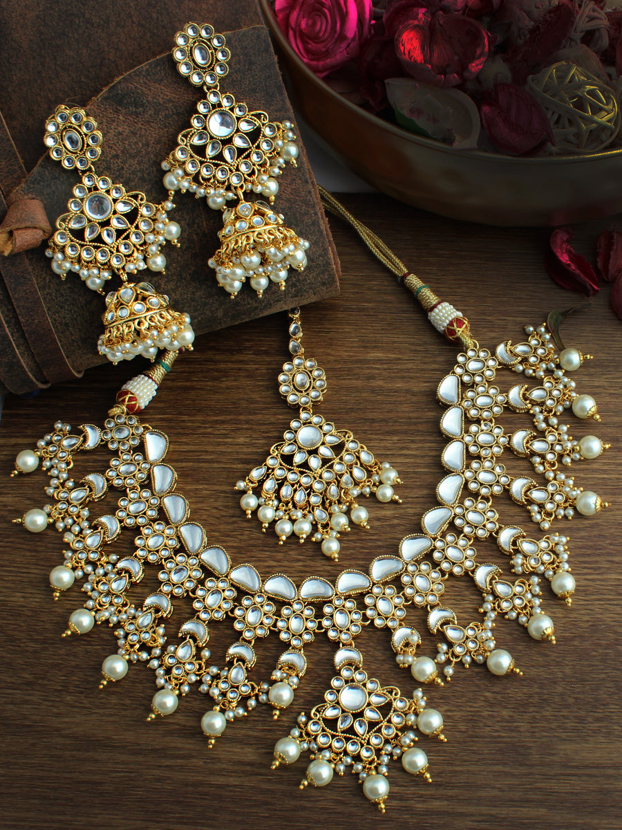 Zeenat Necklace Set-White